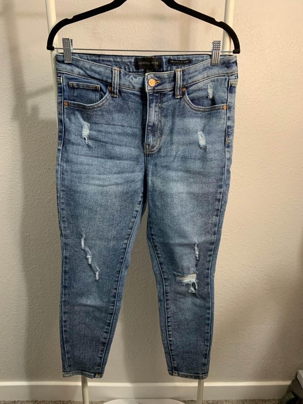 Kendall & Kylie Medium Blue Distressed Skinny Jeans